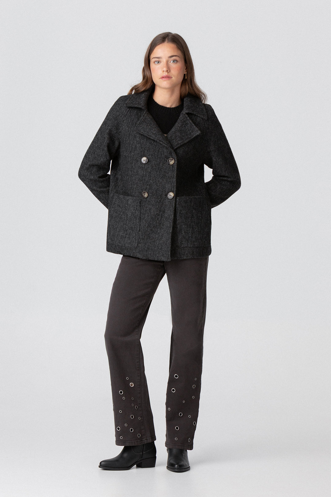 SHORT DOUBLE-BREATHED MARBLE COAT