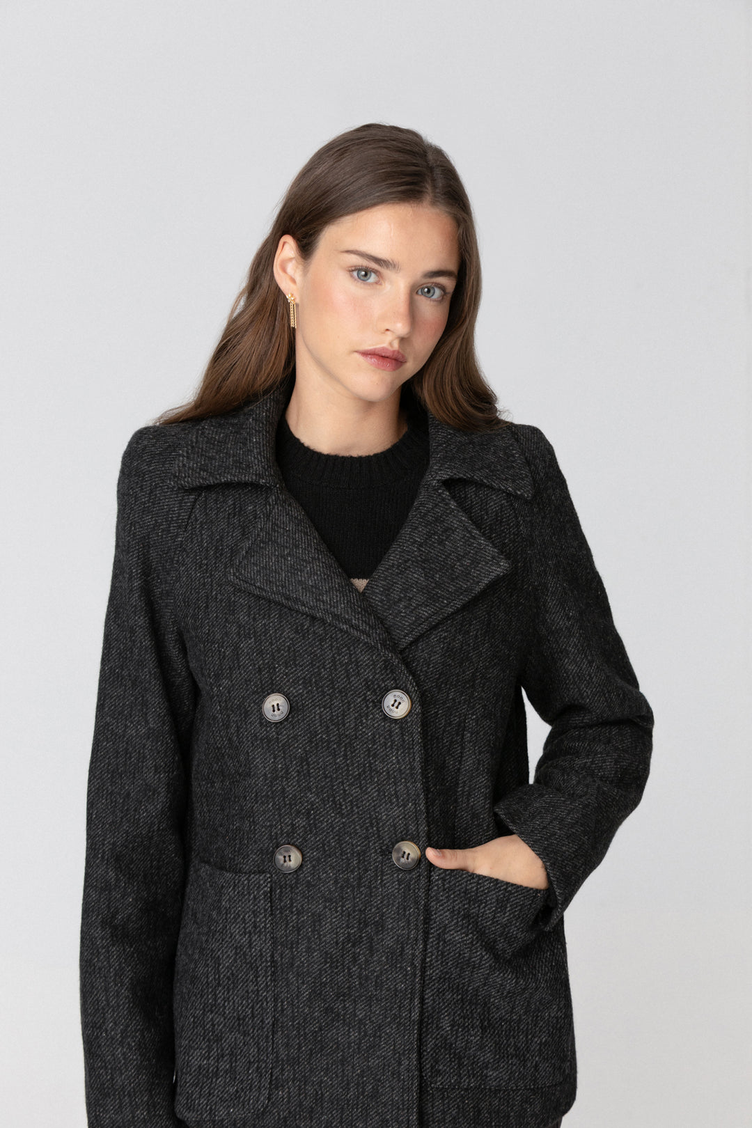 SHORT DOUBLE-BREATHED MARBLE COAT