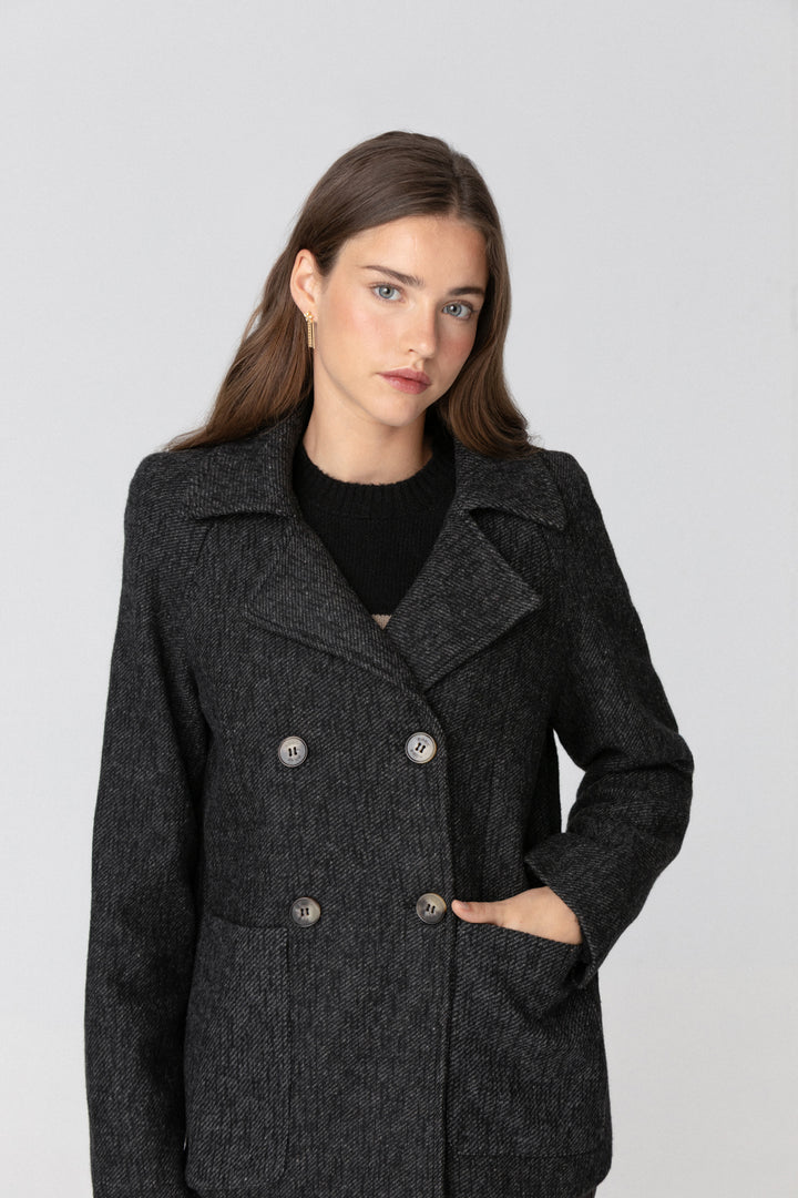 SHORT DOUBLE-BREATHED MARBLE COAT