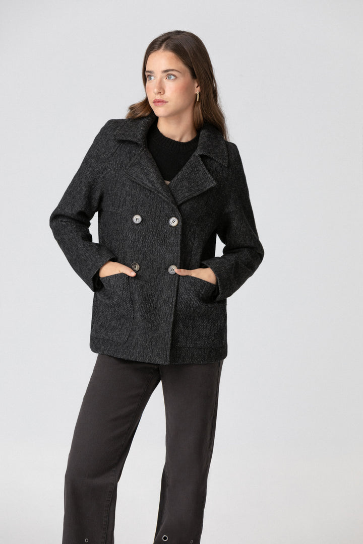 SHORT DOUBLE-BREATHED MARBLE COAT