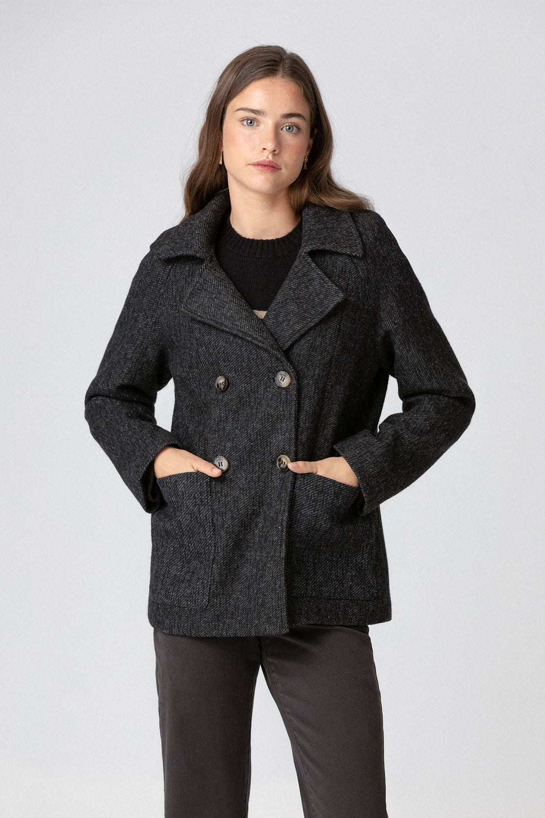 SHORT DOUBLE-BREATHED MARBLE COAT