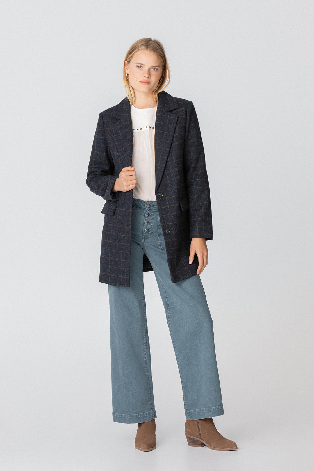 PLAID COAT WITH WOOL