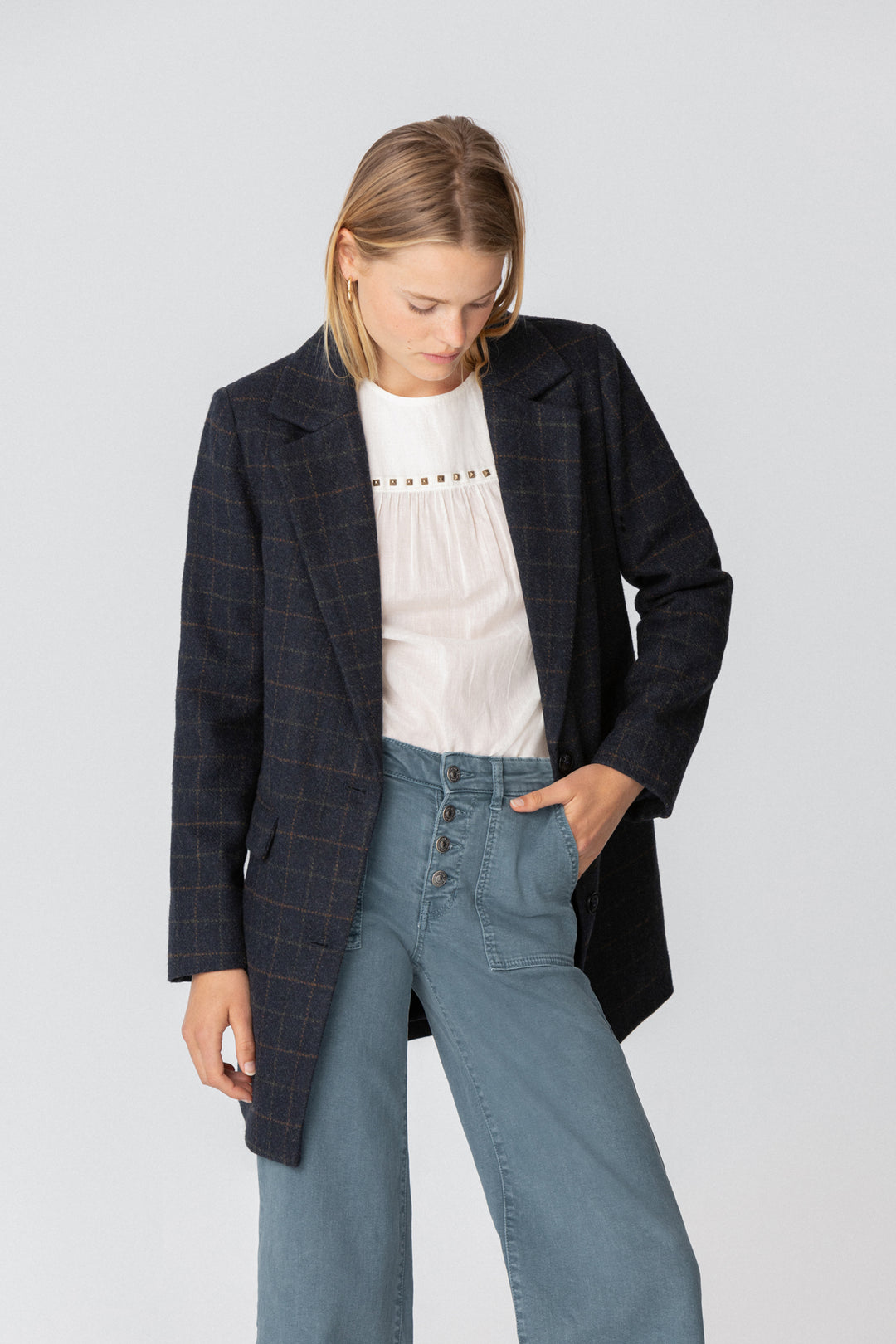 PLAID COAT WITH WOOL