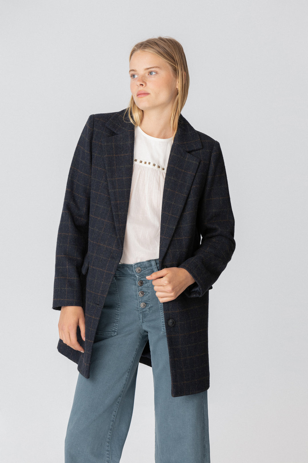 PLAID COAT WITH WOOL