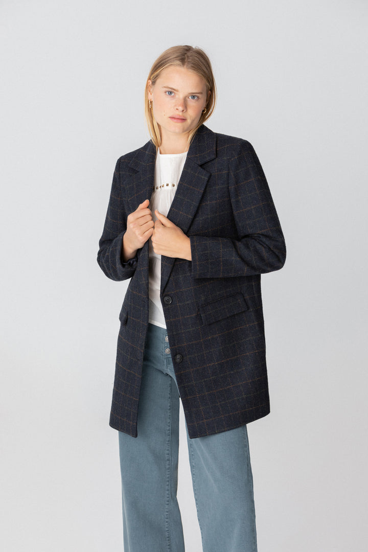 PLAID COAT WITH WOOL