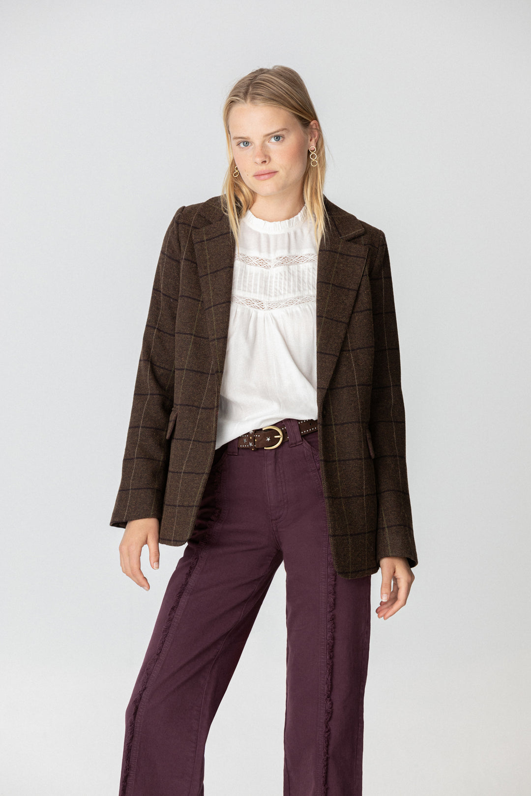 BLAZER CUADROS ESPIGA CON LANA