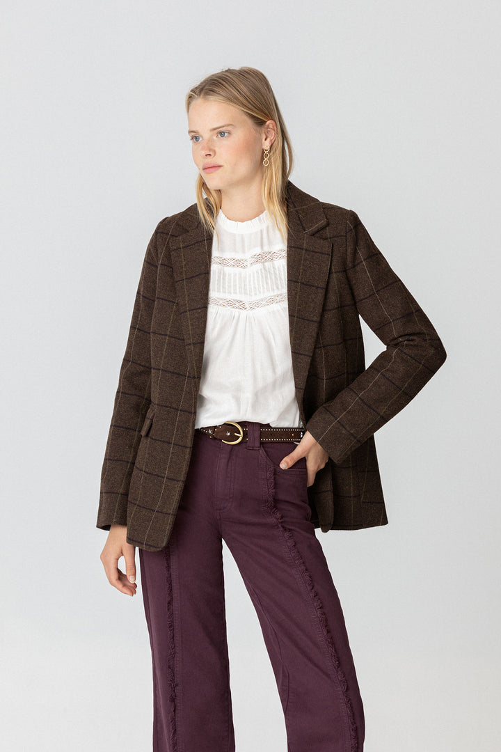 BLAZER CUADROS ESPIGA CON LANA