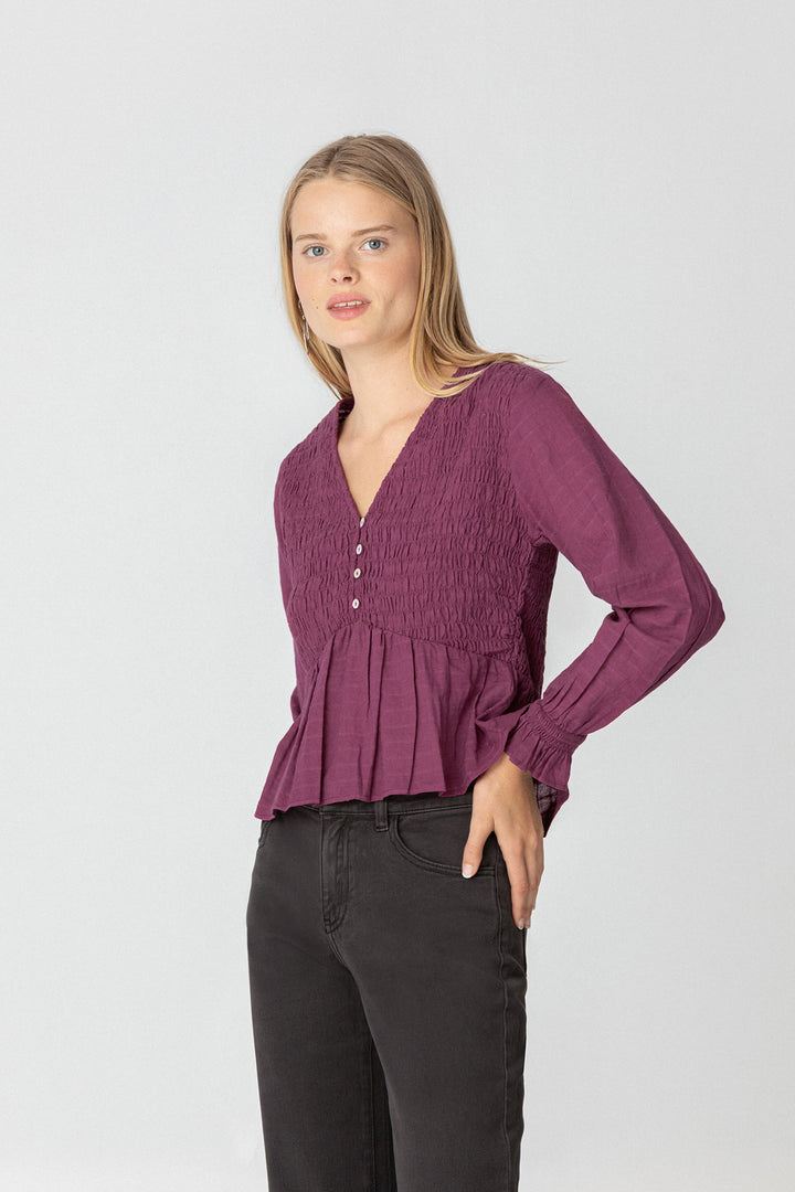 Gathered cotton blouse