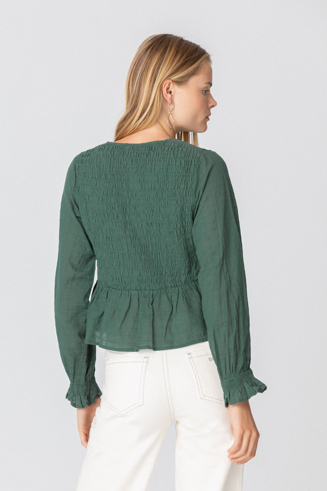 Gathered cotton blouse