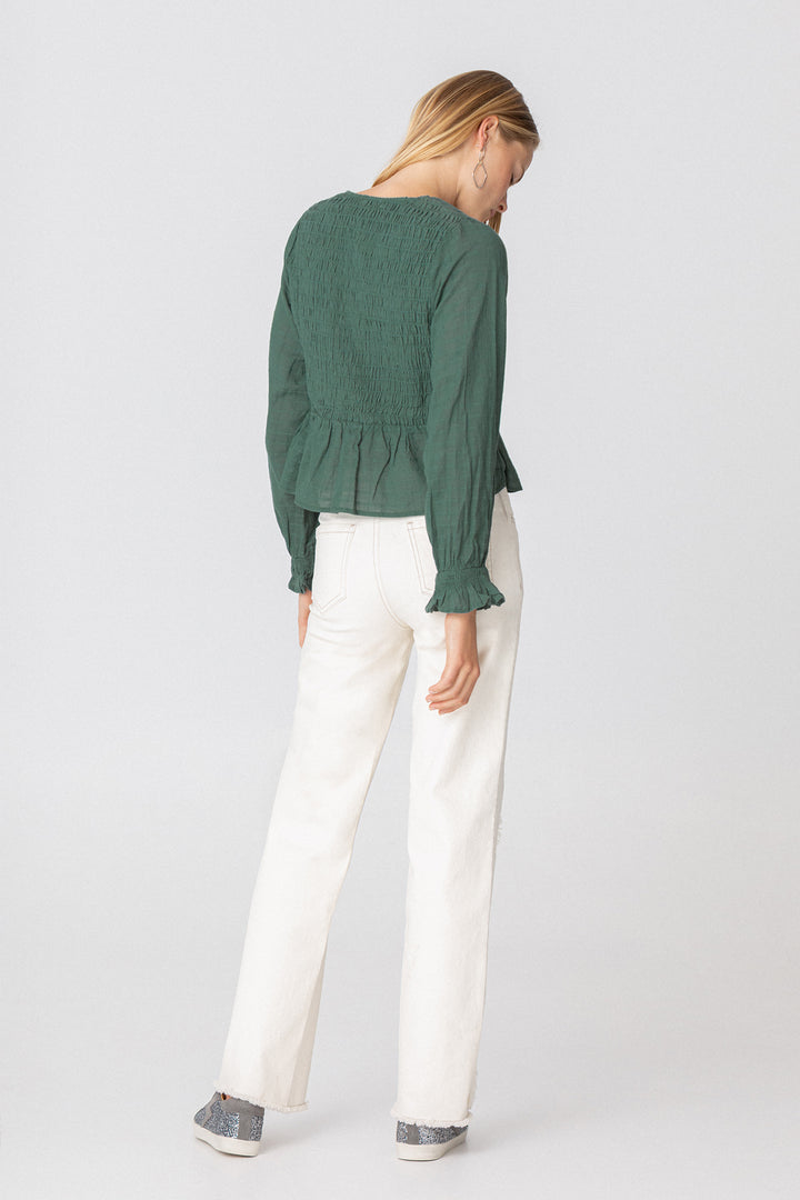 Gathered cotton blouse