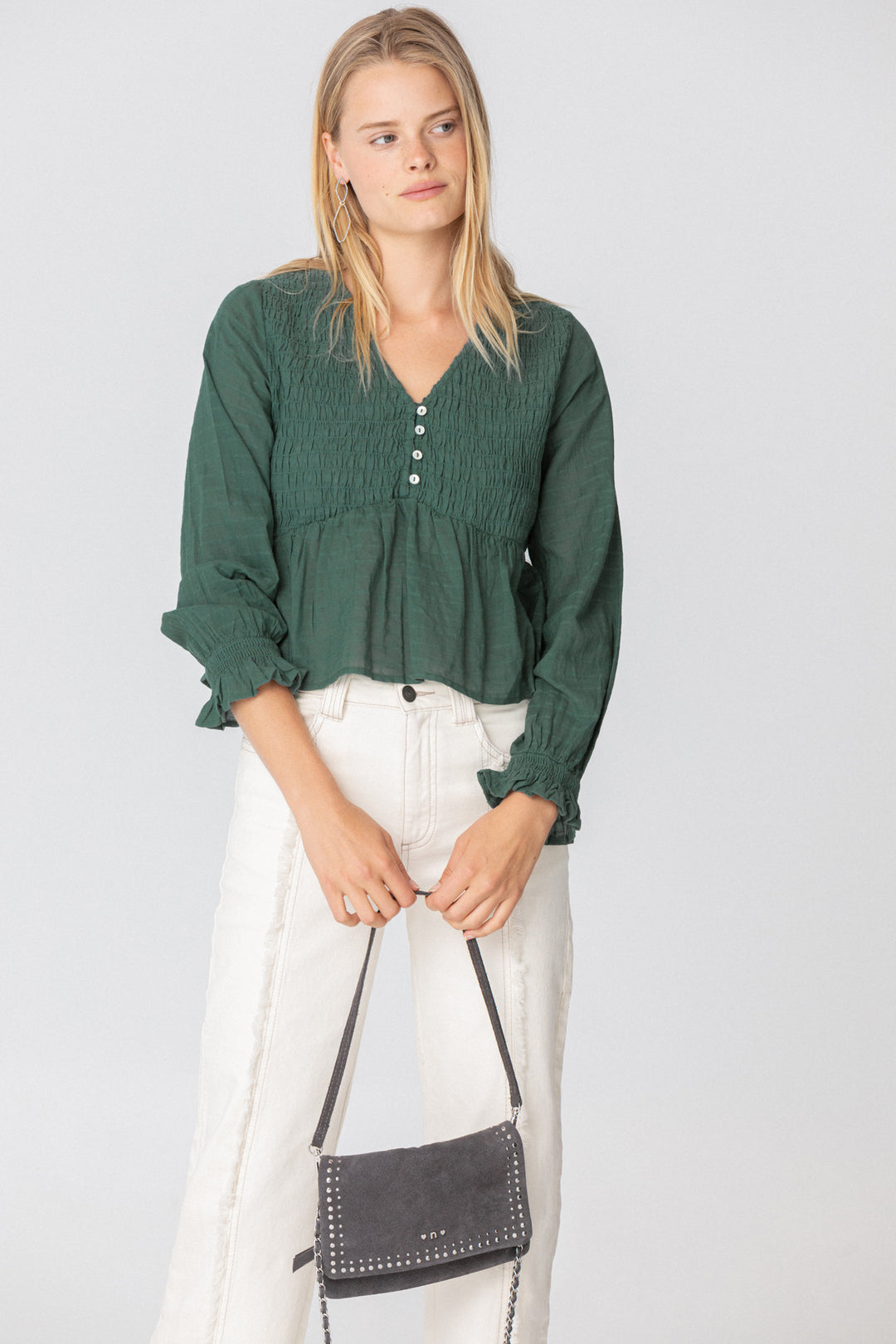 Gathered cotton blouse