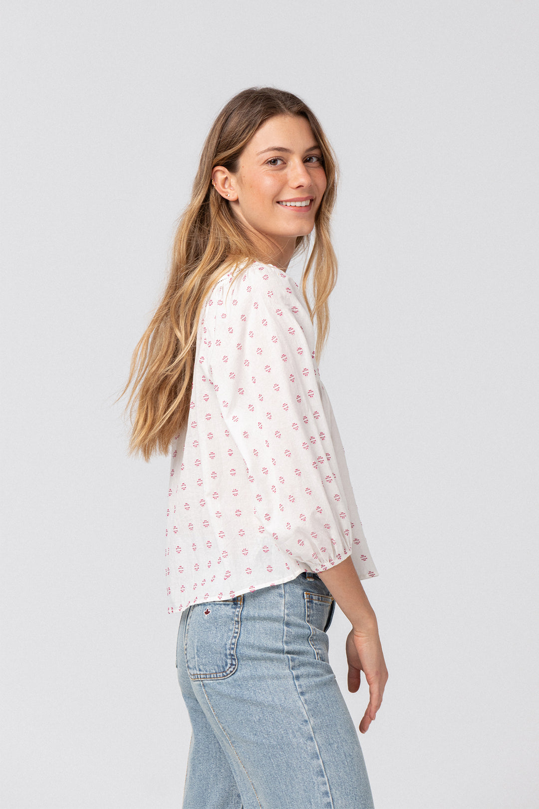 EMBROIDERED YOKE BLOUSE