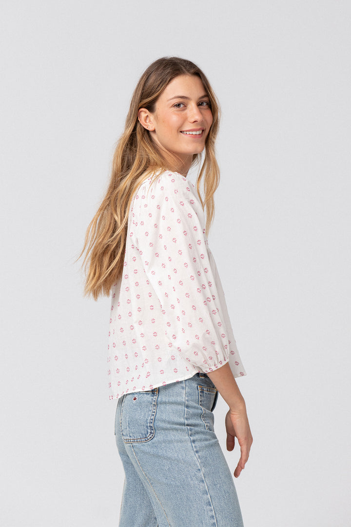 EMBROIDERED YOKE BLOUSE