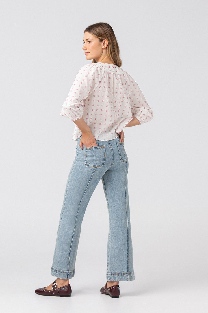 EMBROIDERED YOKE BLOUSE