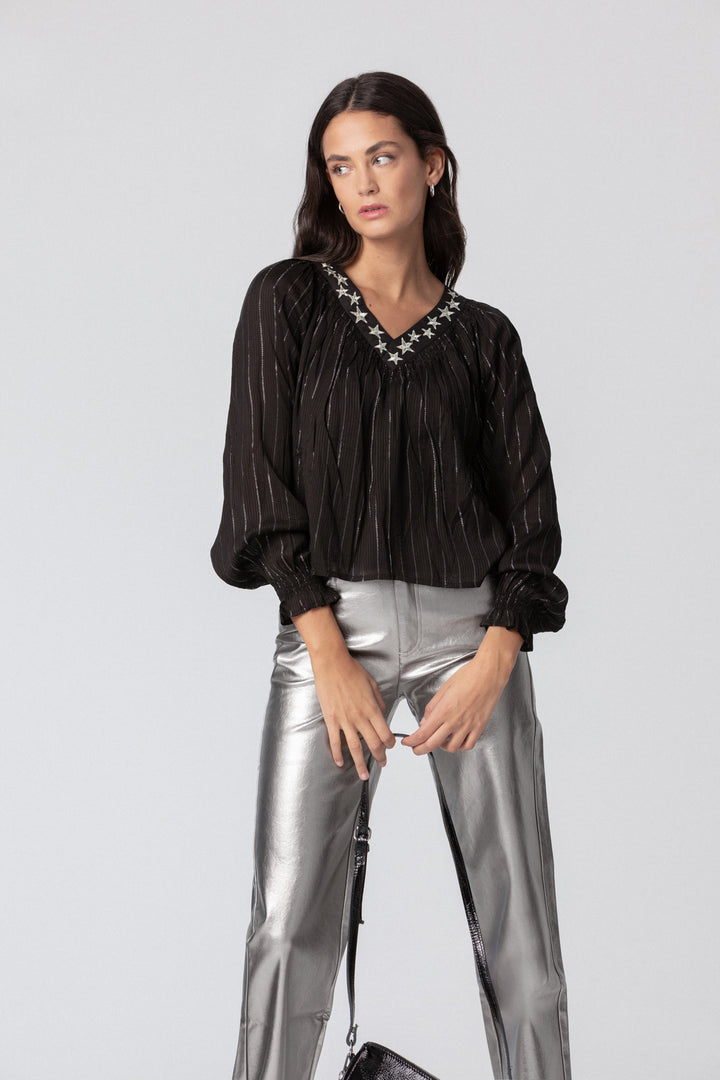 BLOUSE WITH EMBROIDERED STARS