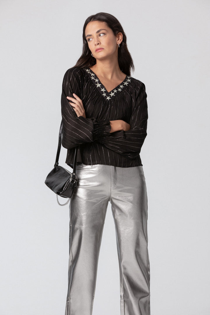 BLOUSE WITH EMBROIDERED STARS