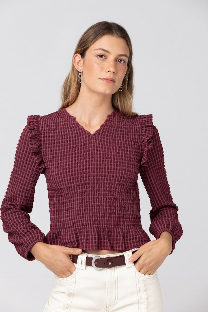 BLUSA FRUNCIDA CUADROS