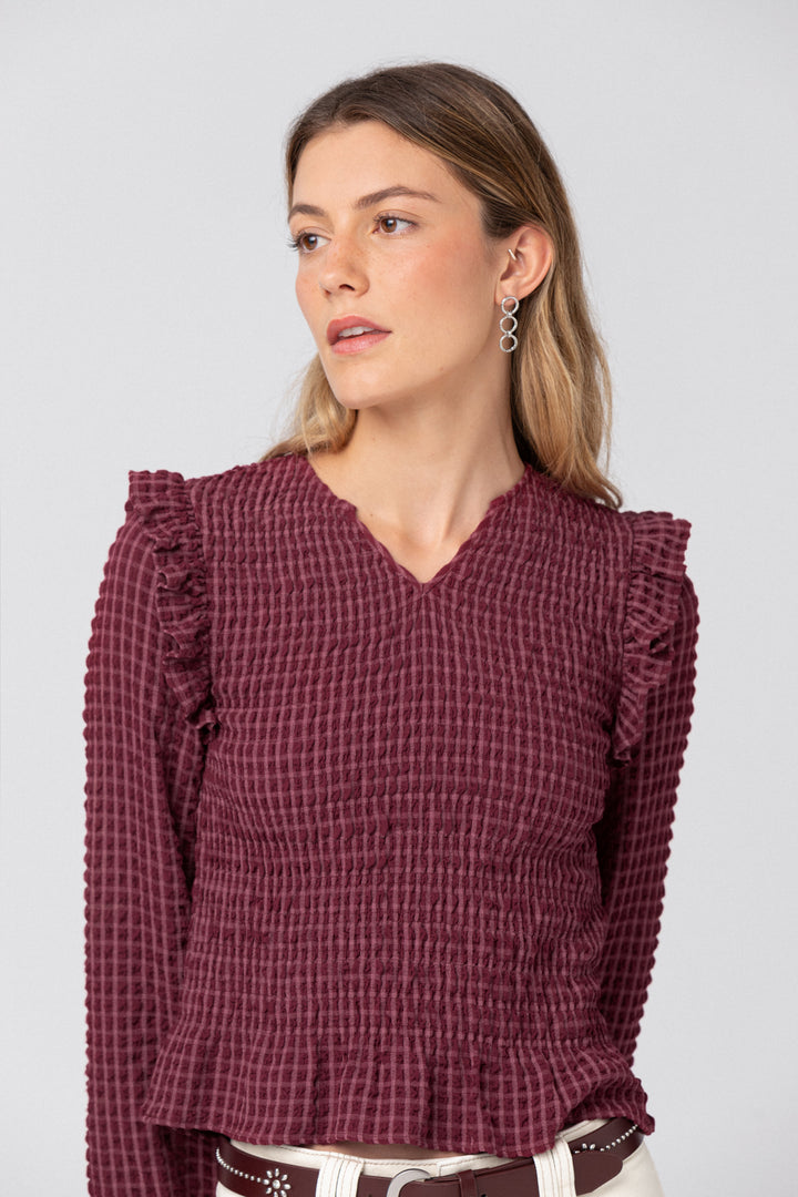 BLUSA FRUNCIDA CUADROS