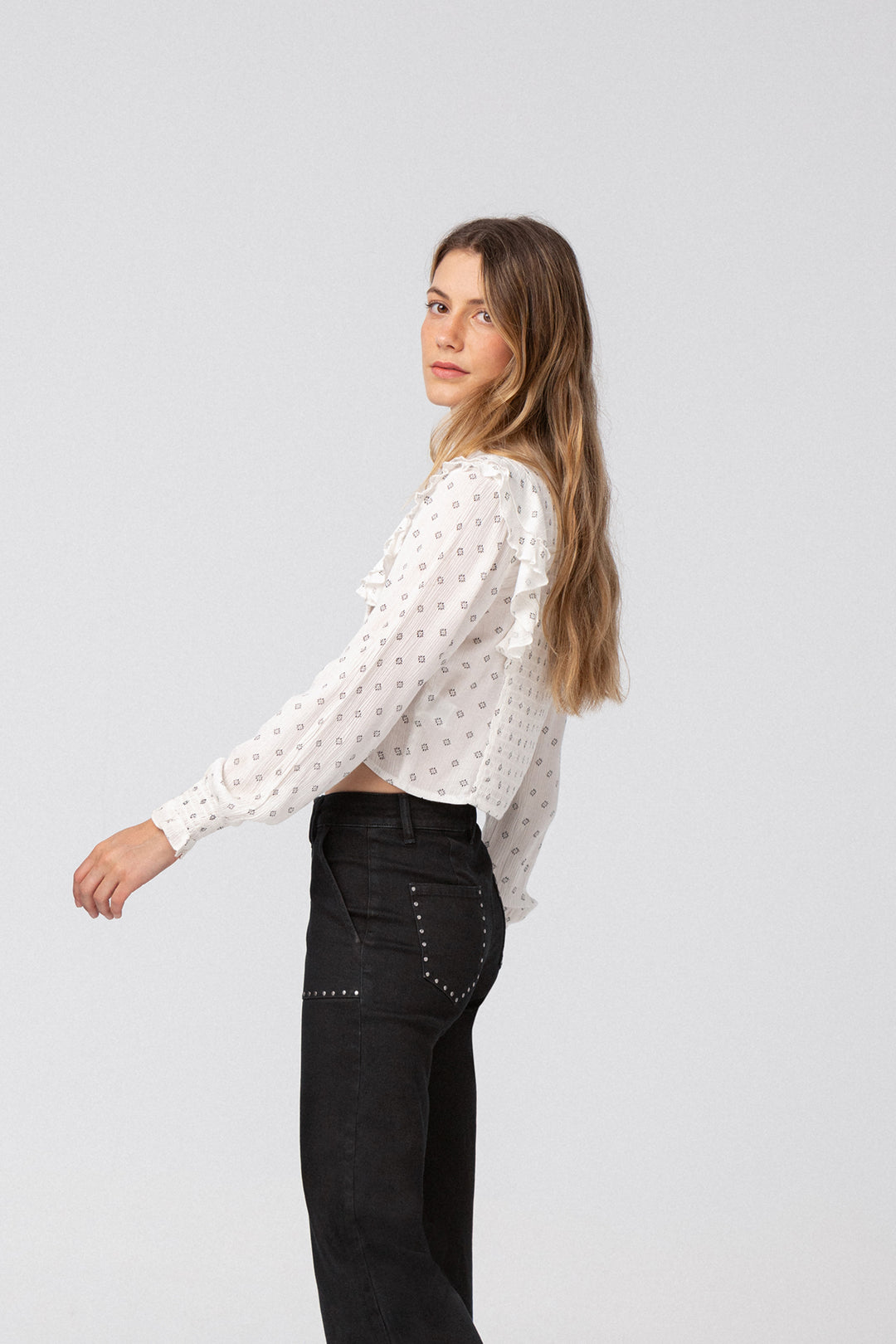 PRINTED GATHERED BLOUSE