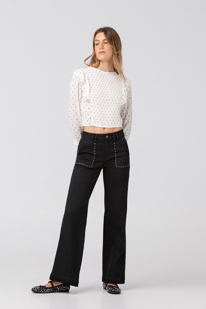 PRINTED GATHERED BLOUSE