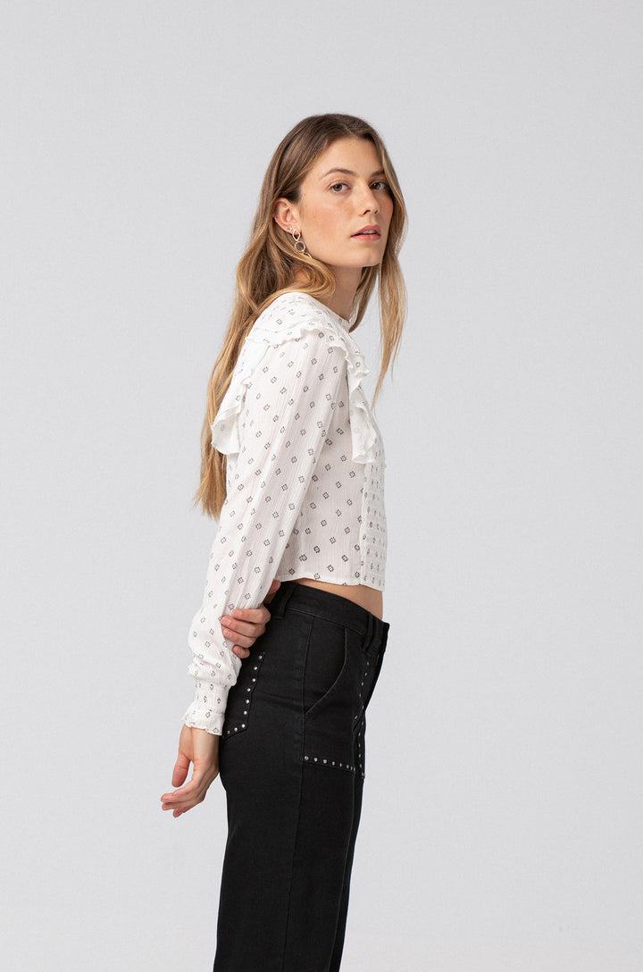 PRINTED GATHERED BLOUSE