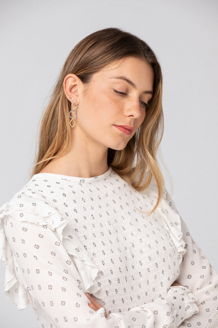 PRINTED GATHERED BLOUSE