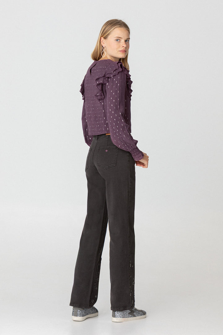 Gathered Lurex Blouse