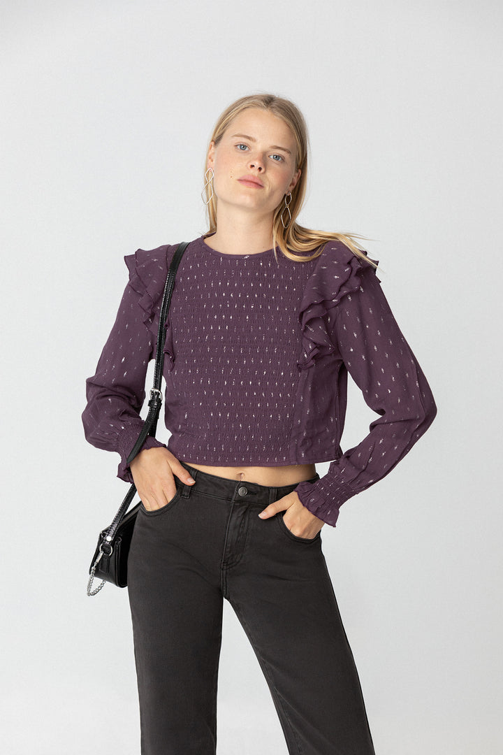 Gathered Lurex Blouse