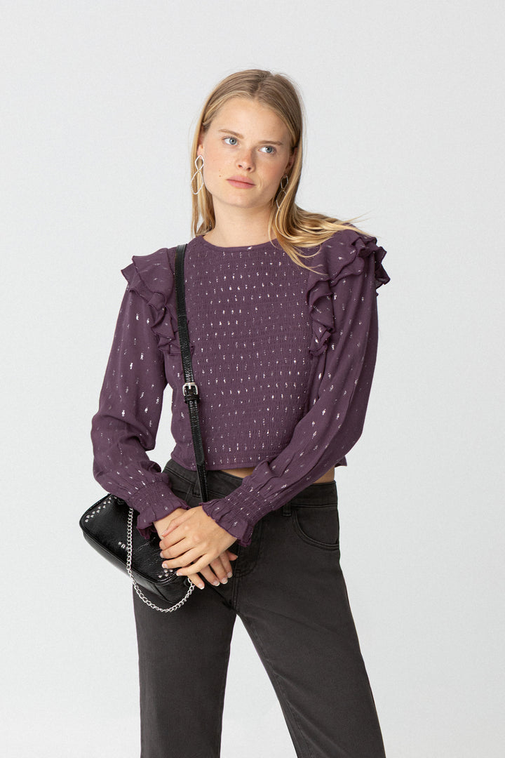 Gathered Lurex Blouse