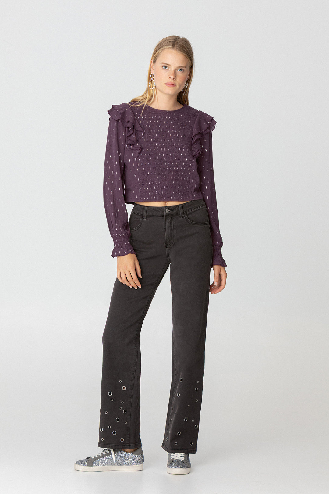 Gathered Lurex Blouse