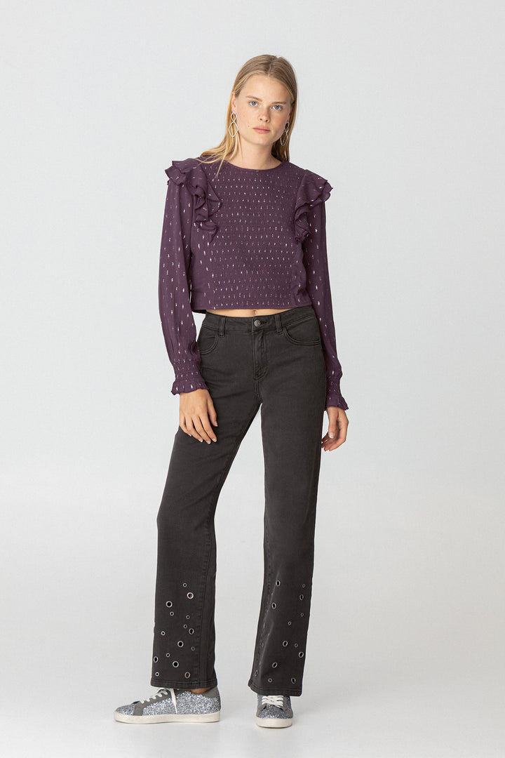 Gathered Lurex Blouse