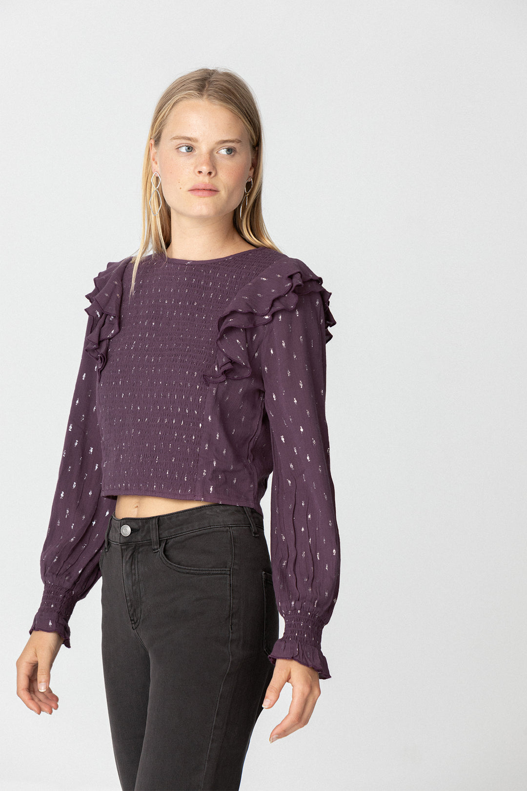 Gathered Lurex Blouse