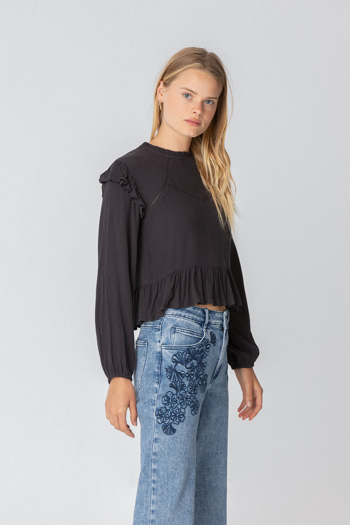 RUFFLED BLOUSE WITH DETAILS