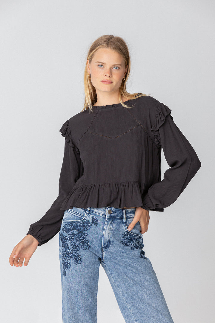 RUFFLED BLOUSE WITH DETAILS