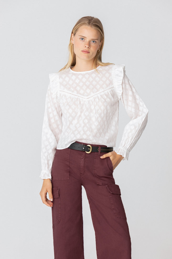 STRUCTURED RUFFLE BLOUSE