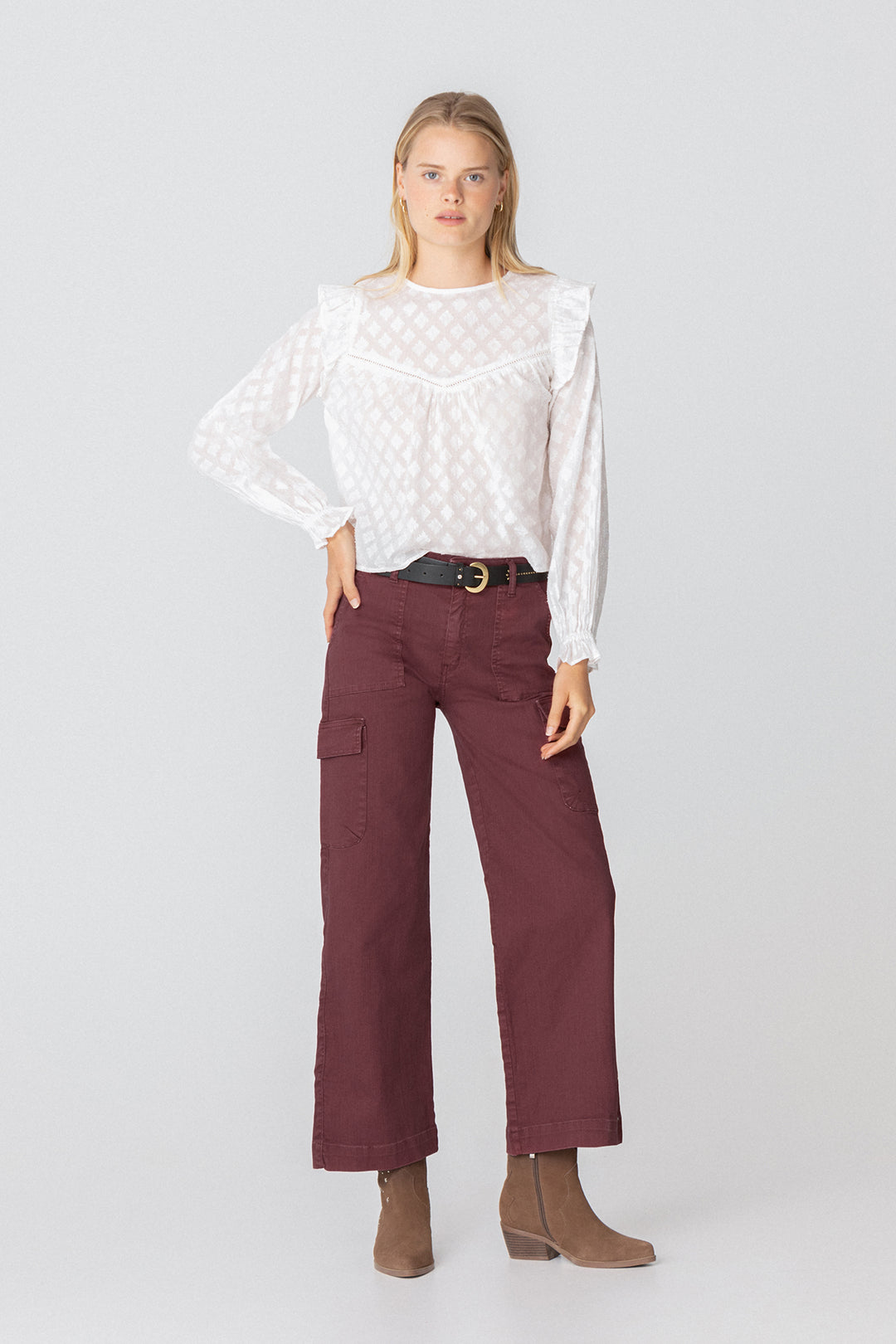 STRUCTURED RUFFLE BLOUSE