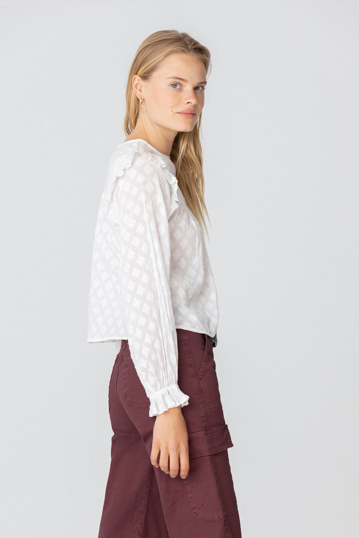 STRUCTURED RUFFLE BLOUSE