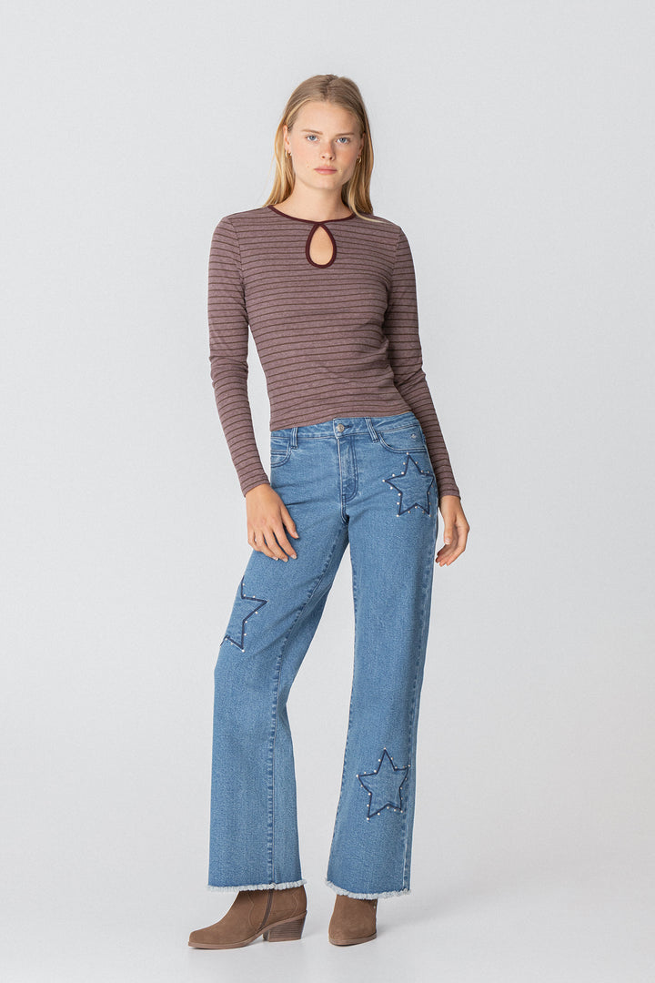 STRIPED OPENING T-SHIRT