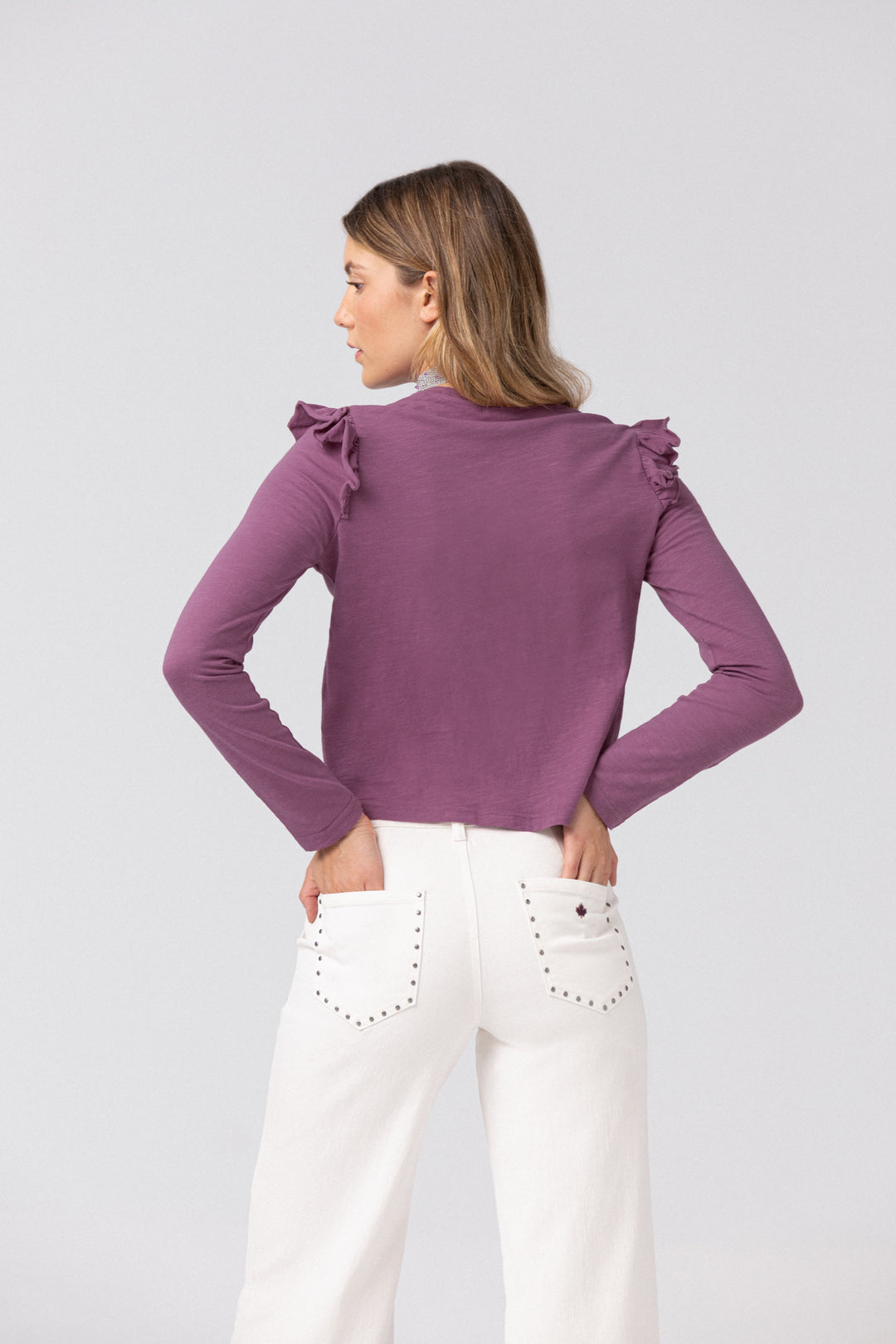 Cotton ruffled T-shirt