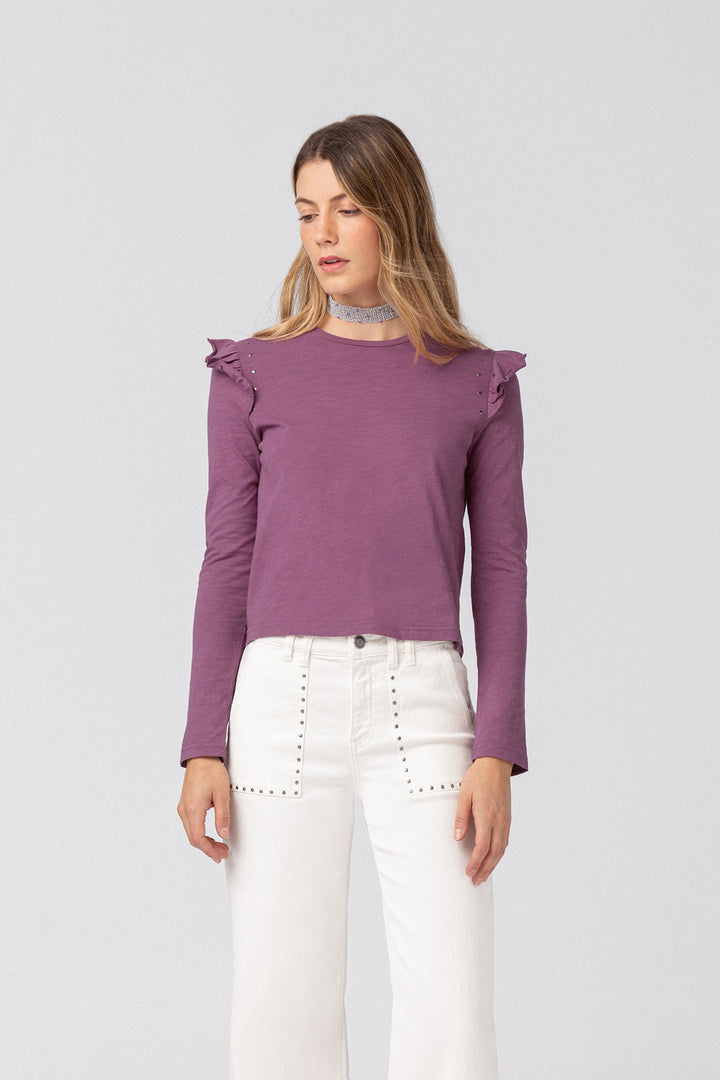 Cotton ruffled T-shirt