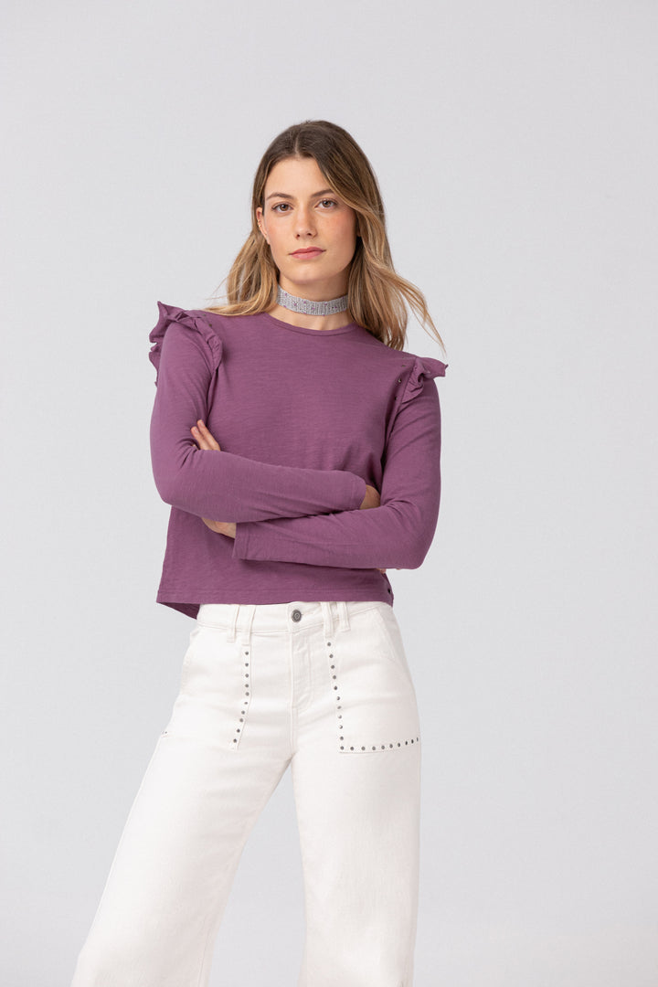 Cotton ruffled T-shirt