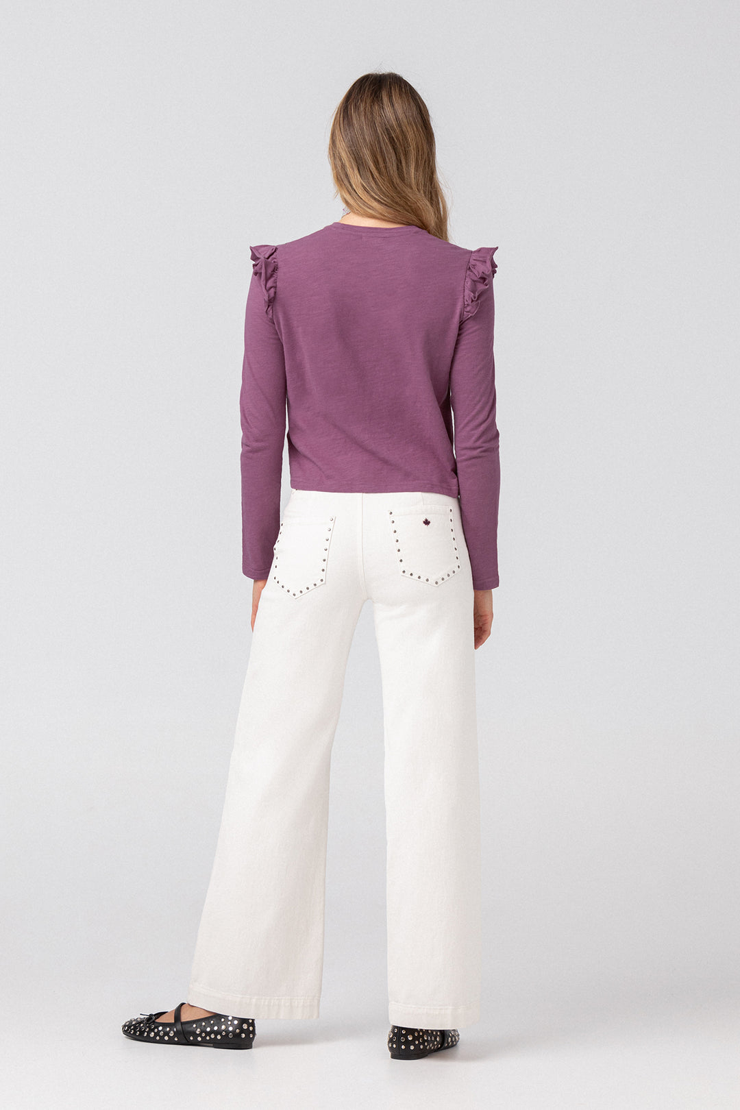 Cotton ruffled T-shirt