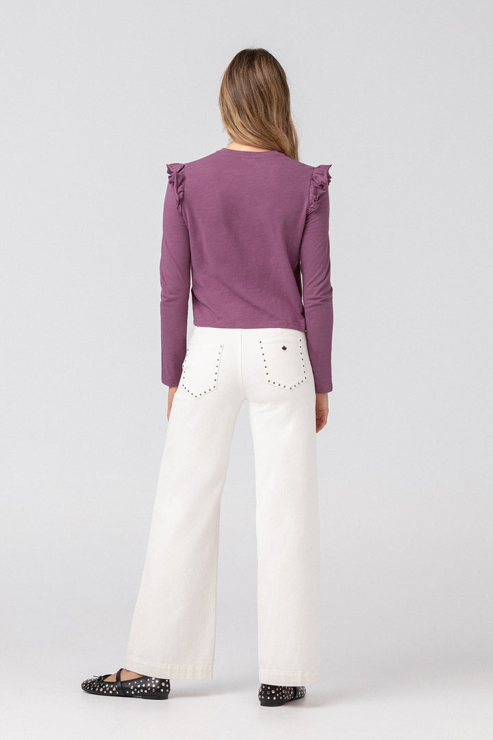 Cotton ruffled T-shirt