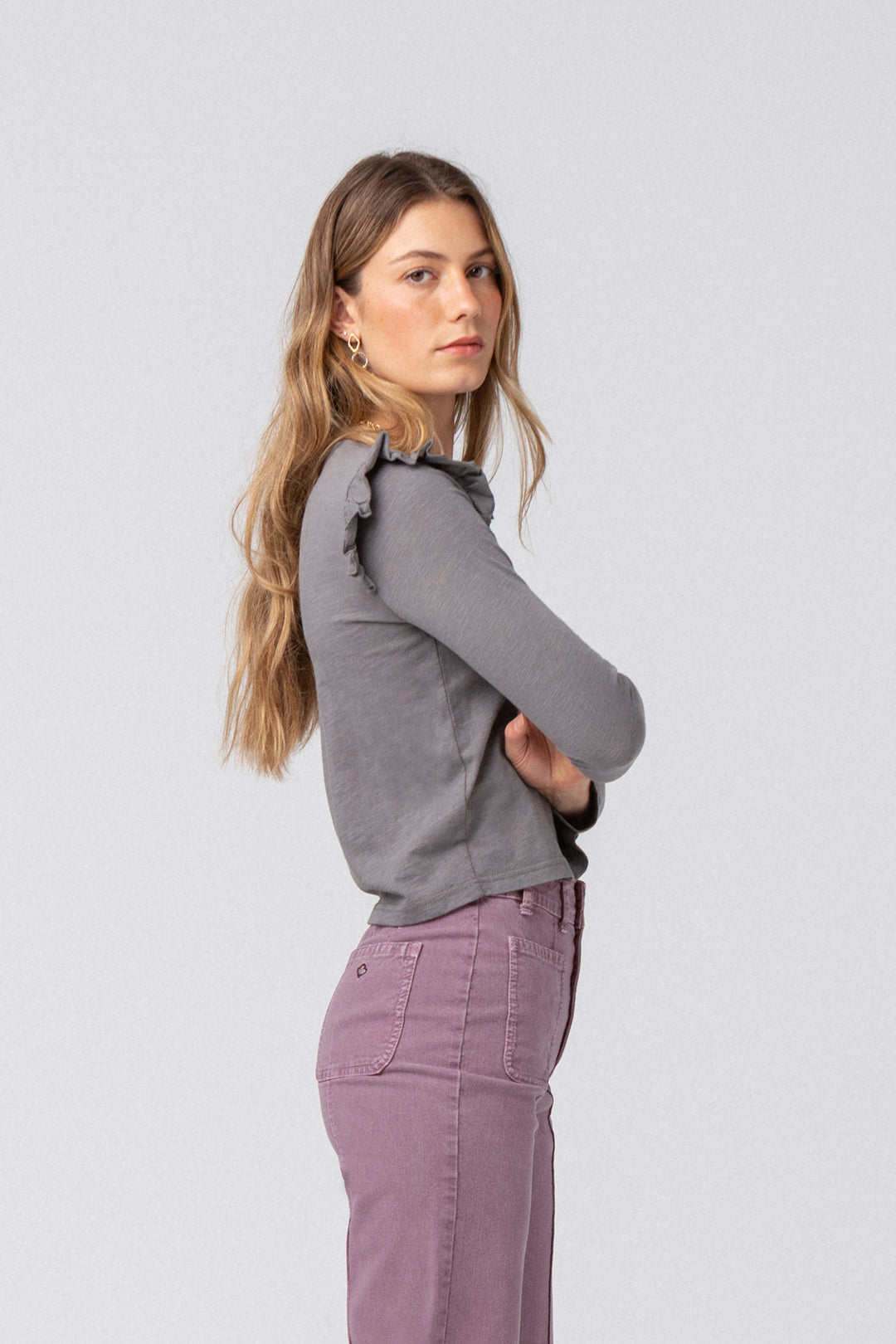 Cotton ruffled T-shirt