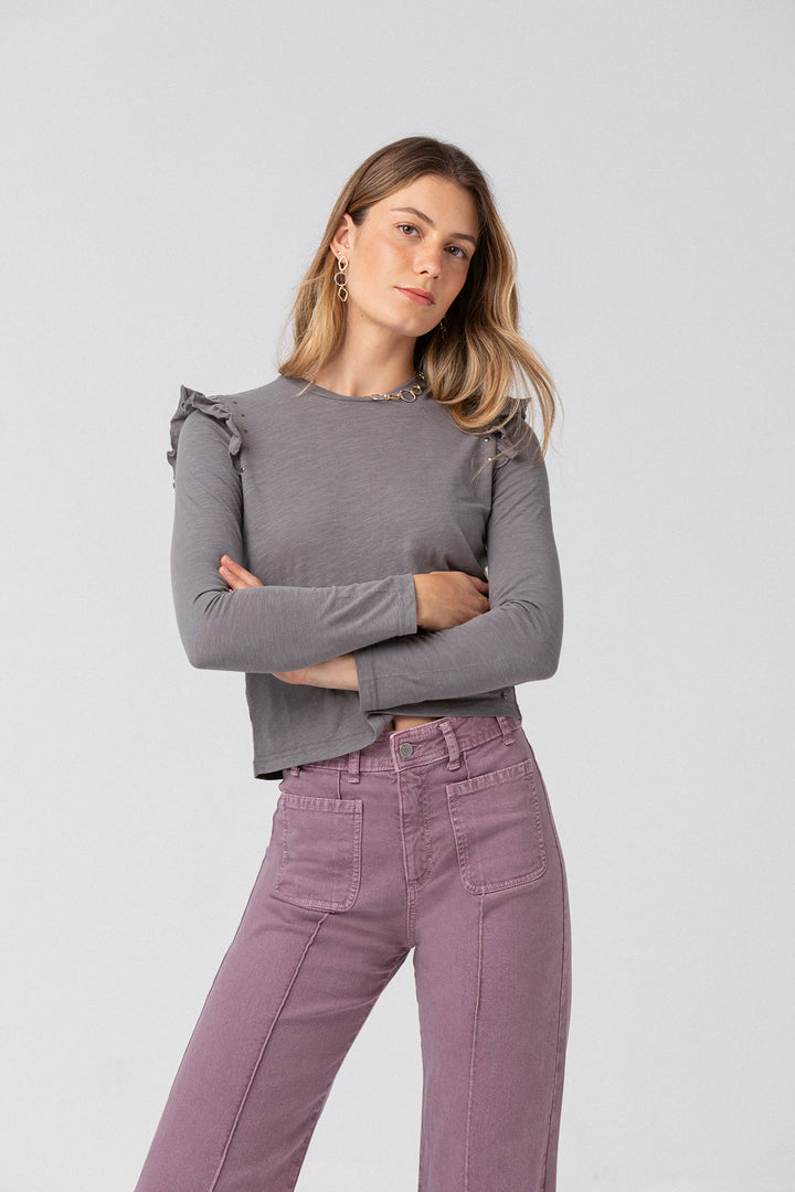 Cotton ruffled T-shirt