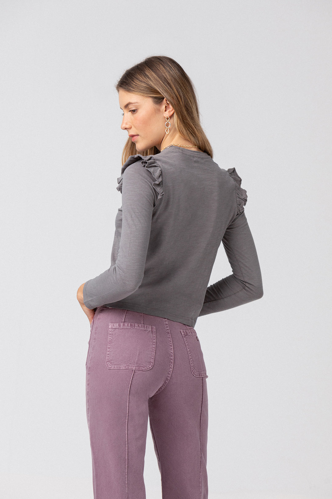 Cotton ruffled T-shirt