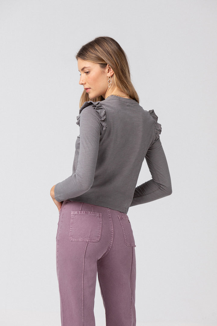 Cotton ruffled T-shirt