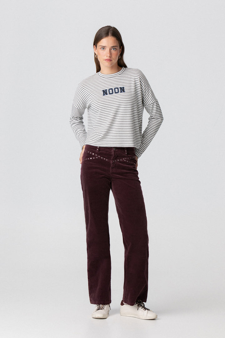 NOON STRIPED EMBROIDERED T-SHIRT