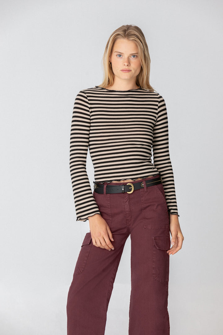 STRIPED FLARE SLEEVE T-SHIRT