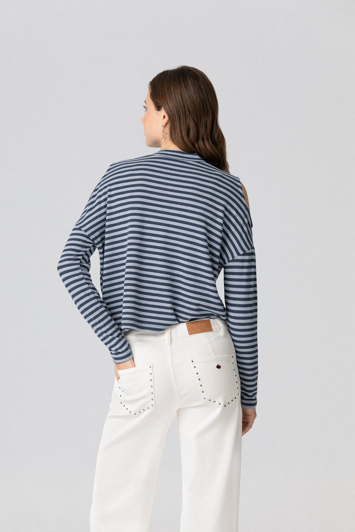 STRIPED PERKINS NECK T-SHIRT